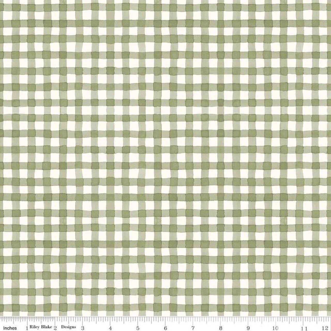 Fabric Riley Blake Green Gingham Sunflower Whispers by the Quarter Yard C16674-GREEN